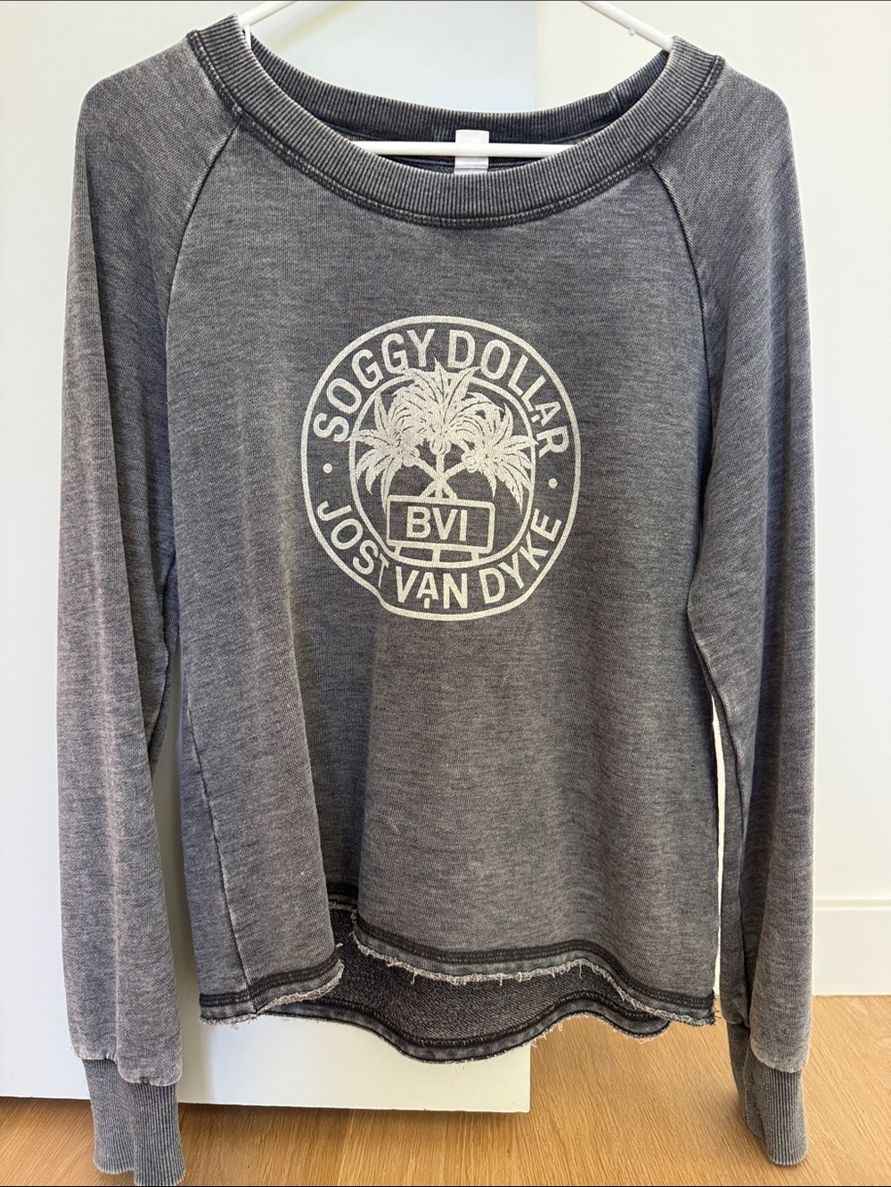 Soggy Dollar Bar BVI Gray Frayed Hem Sweatshirt